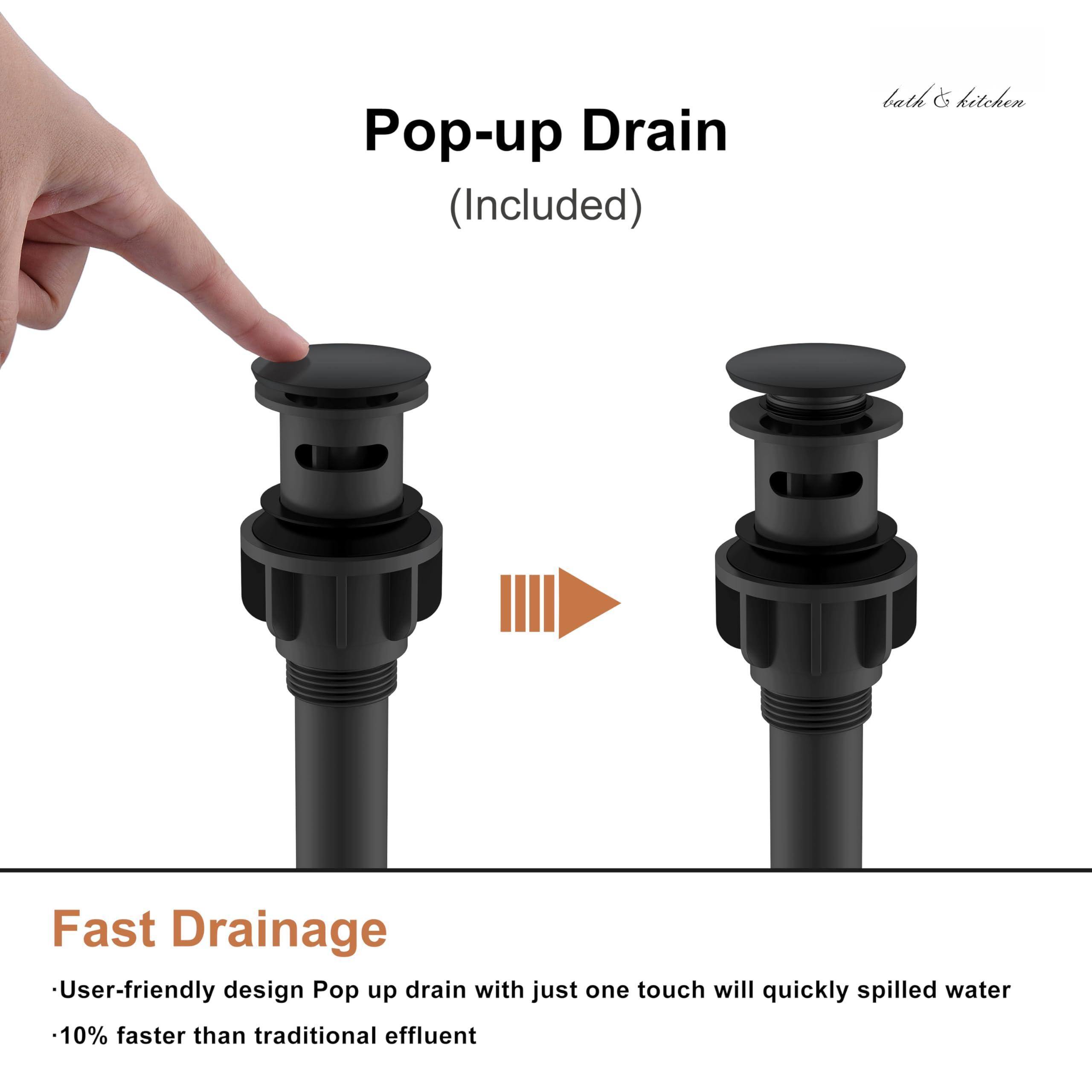 Pop-up Drain (Included)

Fast Drainage
- User-friendly design Pop up drain with just one touch will quickly spill water
- 10% faster than traditional effluent