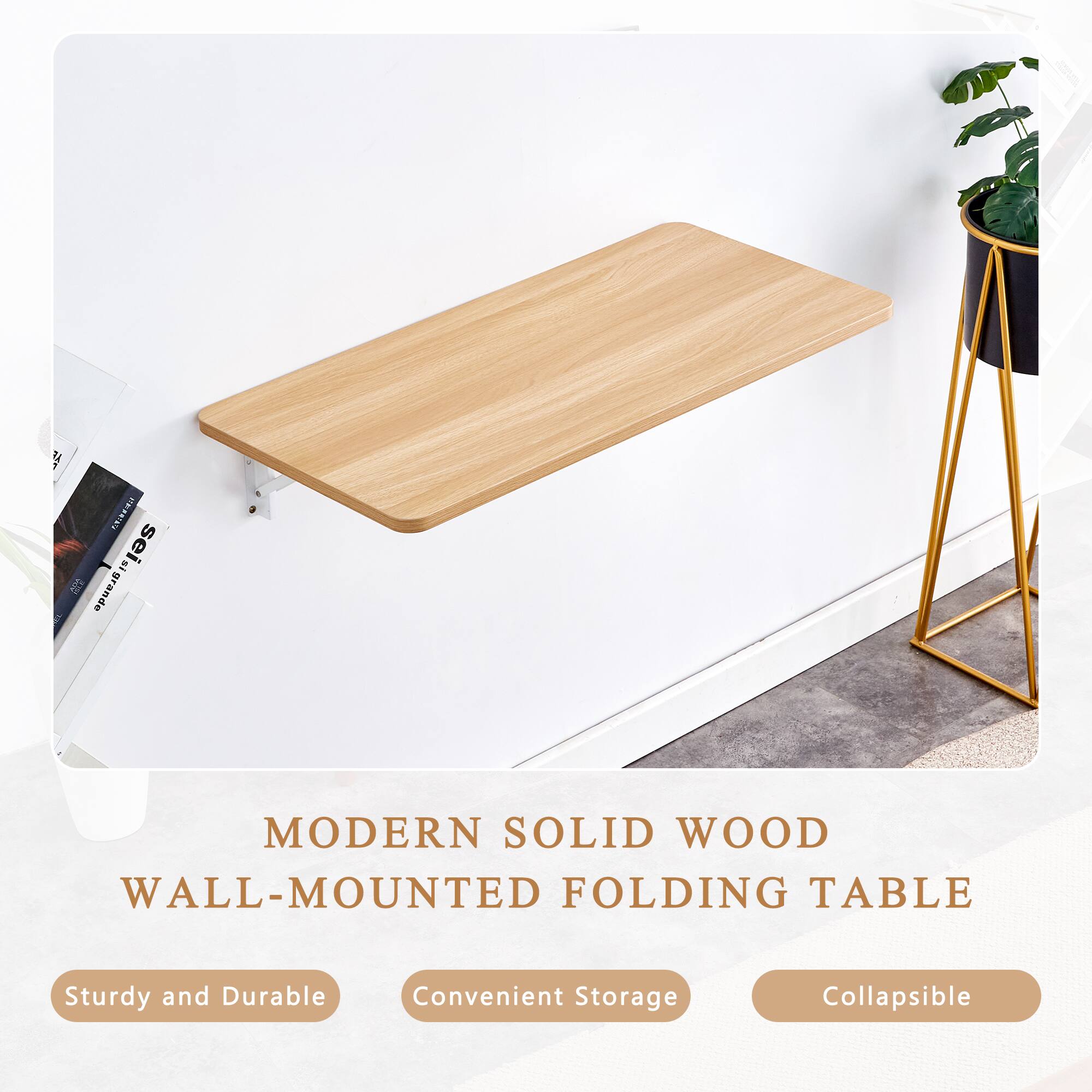 ninotasia se P Seisigrande 1 grande MODERN SOLID WOOD WALL-MOUNTED FOLDING TABLE Sturdy and Durable Convenient Storage Collapsible