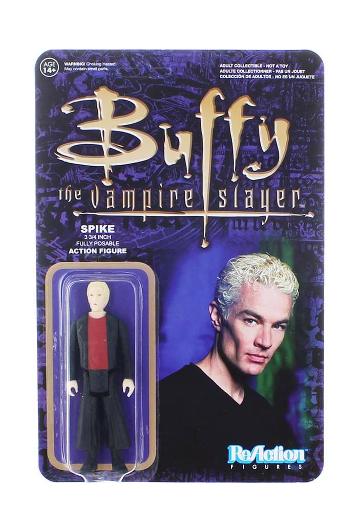 **AGE WARNING! Choking Hazard ADULT COLLECTIBLE NOT A TOY 14+ May contain small parts**

**ADULT COLLECTIBLE - NOT A TOY**
**ADULTE COLLECTIONNER - PAS UN JOUET**
**COLECCIÓN DE ADULTOS - NO ES UN JUGUETE**

**Buffy the Vampire Slayer™**

**SPIKE**
**3 3/4 INCH FULLY POSABLE ACTION FIGURE**

**ReAction FIGURES**