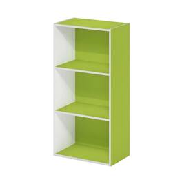FurniFact - 3-Tier Open Shelf Bookcase with Engineered Wood Construction - Green/White