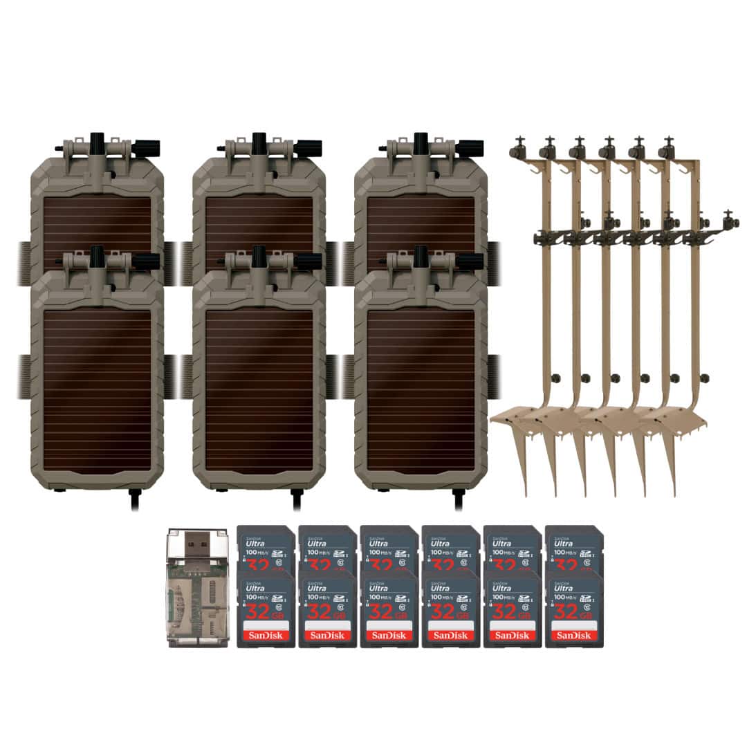 Stealth Cam - Mounting Post for Camera& Solar Pak with Solar Battery Pack 32GB Memory Cards and Card Reader (6 Pack)