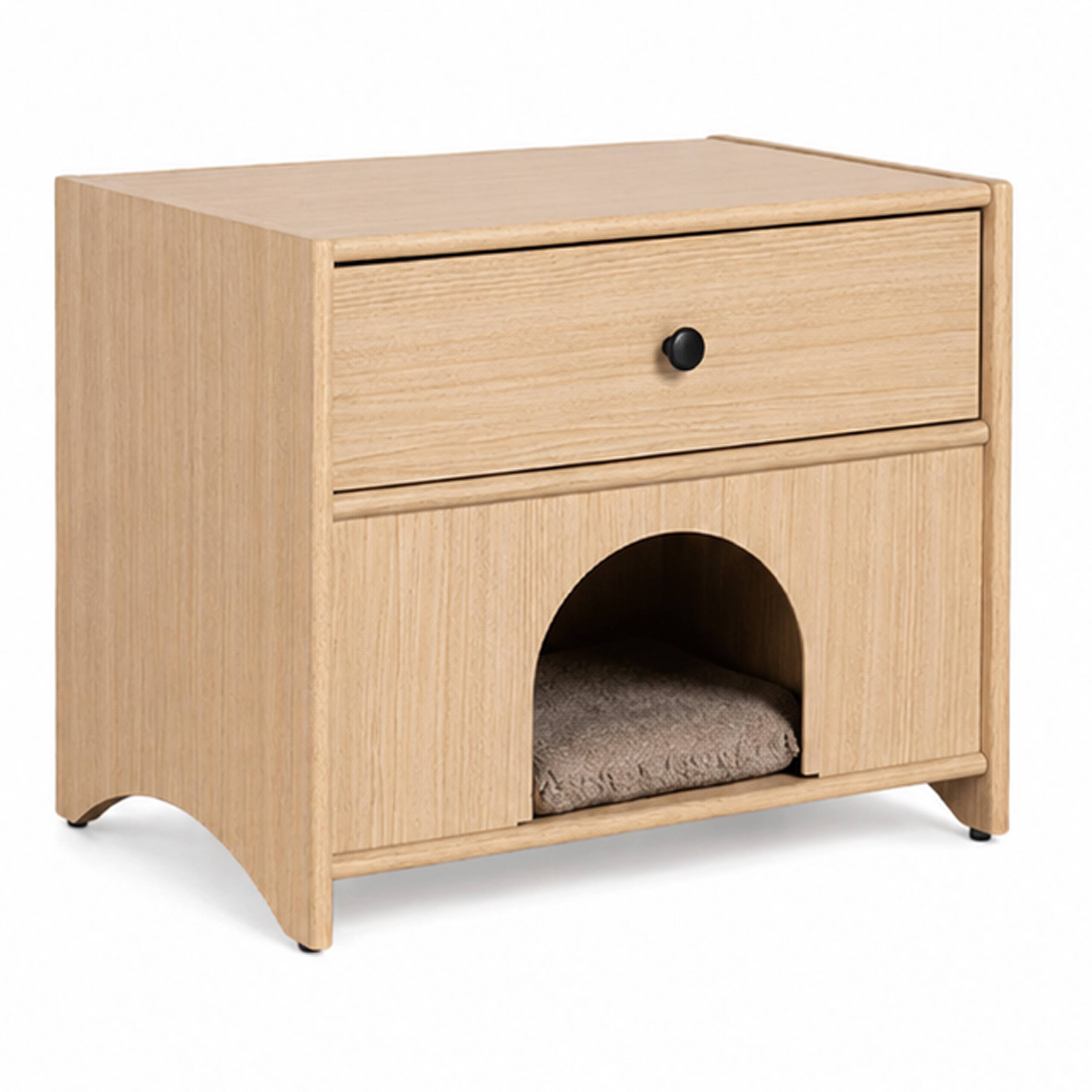 Manhattan Lane Cera Side End Table with Pet Nook, 1 Drawer Natural ...