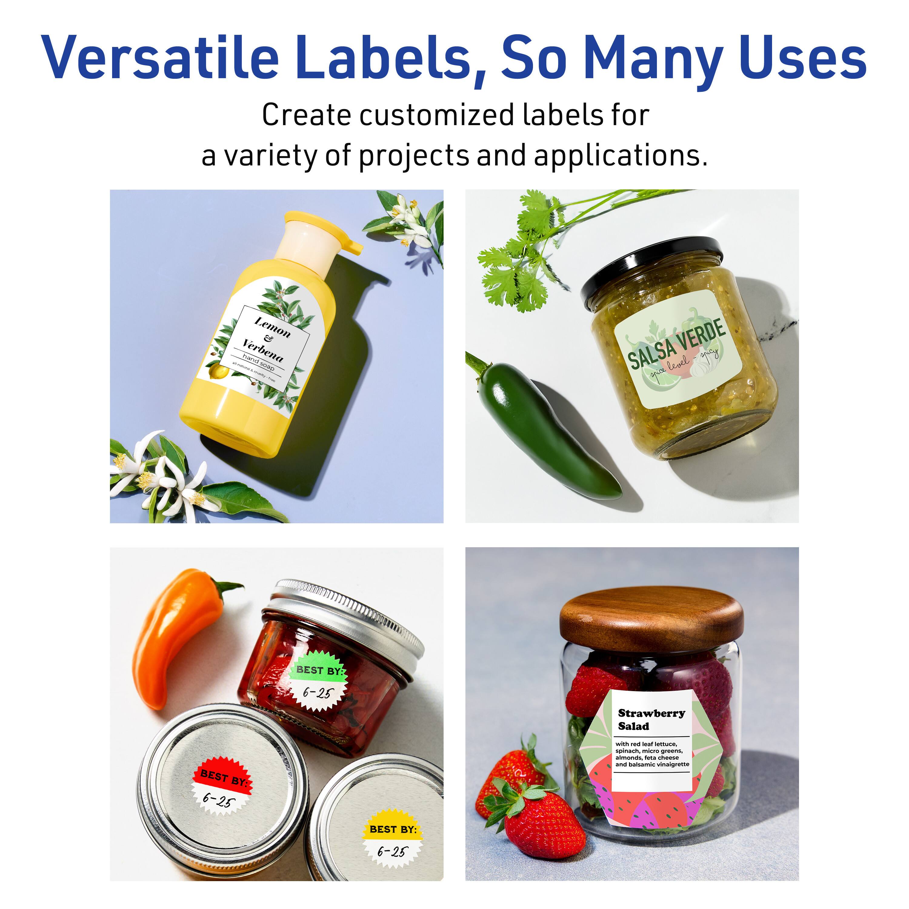 Versatile Labels, So Many Uses

Create customized labels for a variety of projects and applications.

Lemon Verbena

VERDE SALSA

Strawberry Salad

BEST BY: 6-25

BEST BY: 6-25

BEST BY: 6-25