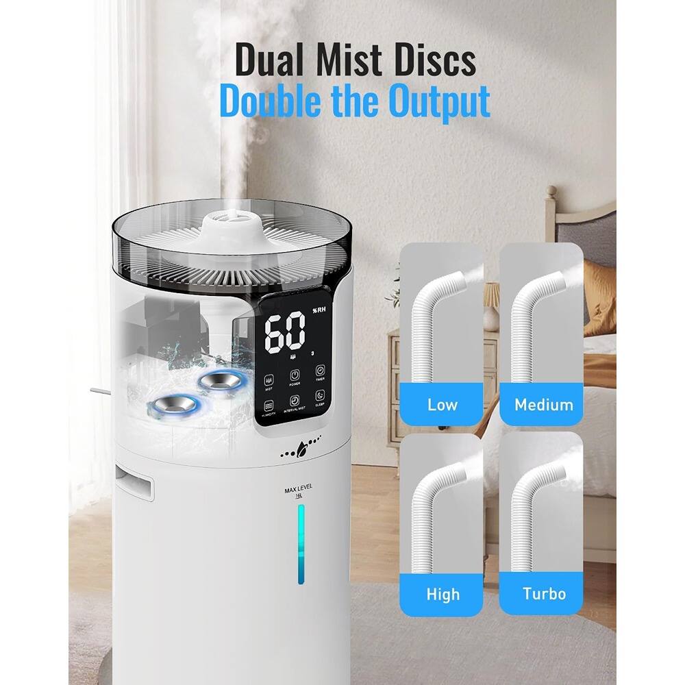 Dual Mist Discs  
Double the Output  

Low  
Medium  
High  
Turbo