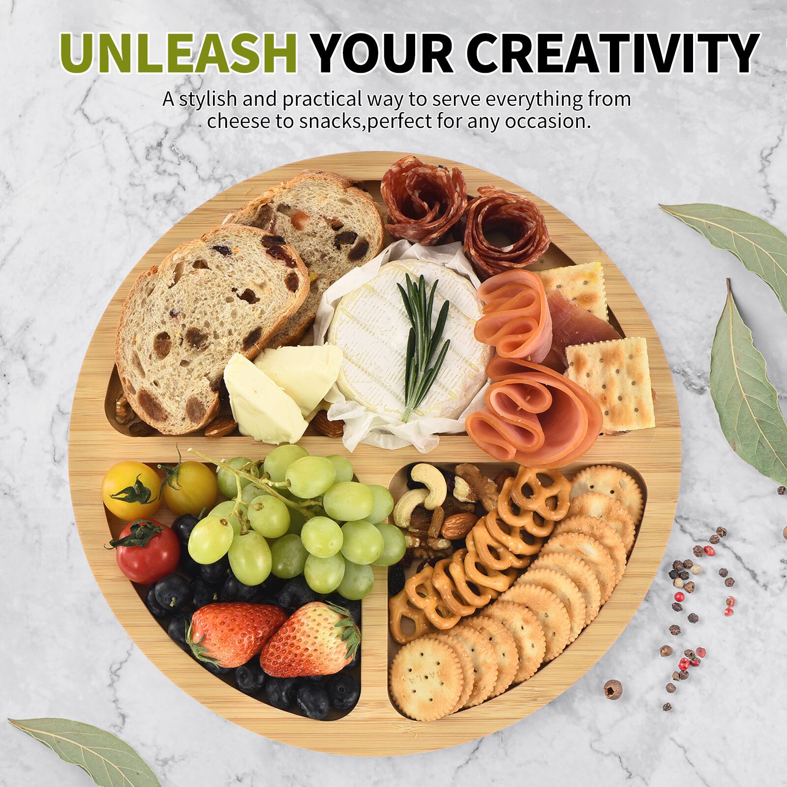 UNLEASH YOUR CREATIVITY

A stylish and practical way to serve everything from cheese to snacks, perfect for any occasion.