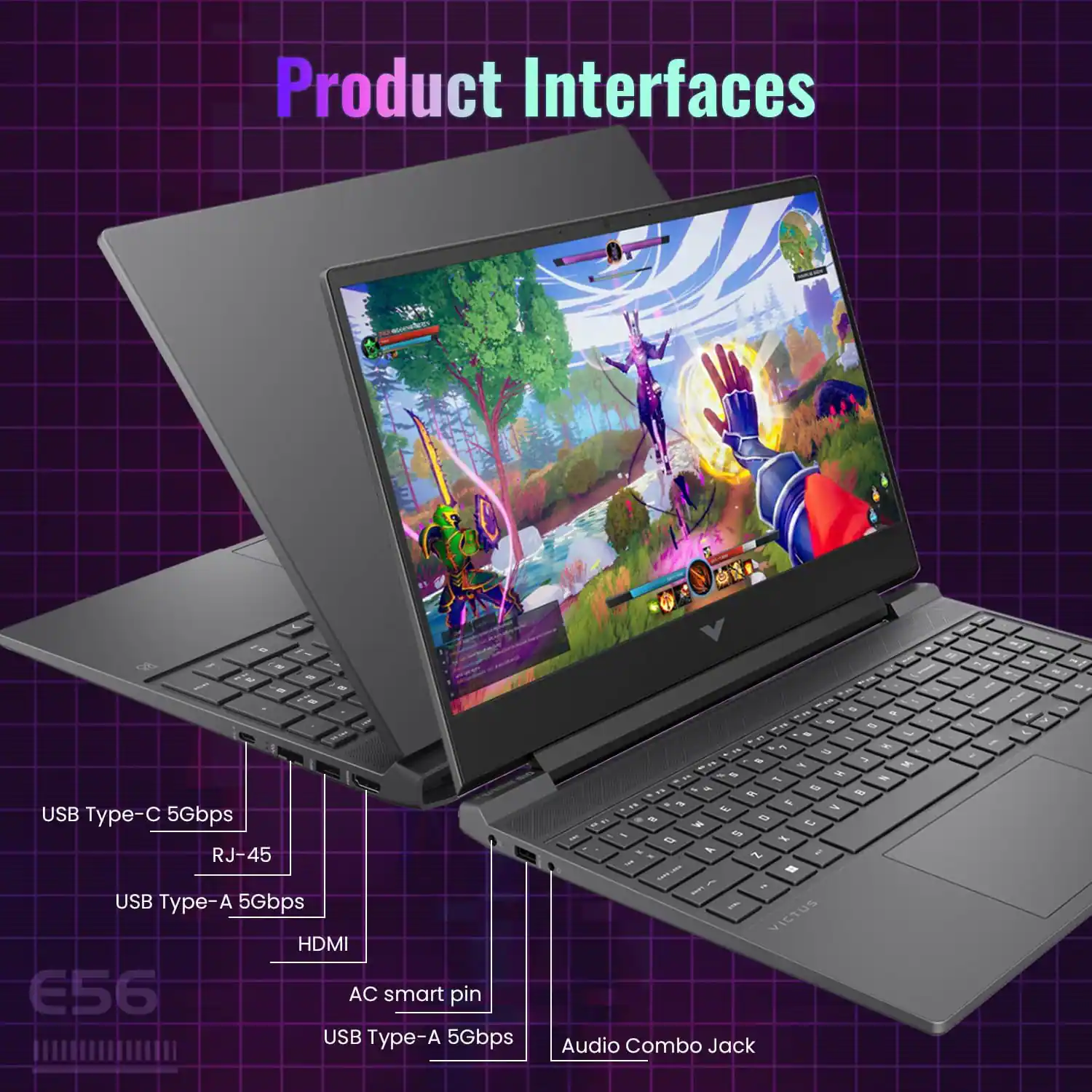 Product Interfaces

- USB Type-C 5Gbps
- RJ-45
- USB Type-A 5Gbps
- HDMI
- AC smart pin
- USB Type-A 5Gbps
- Audio Combo Jack