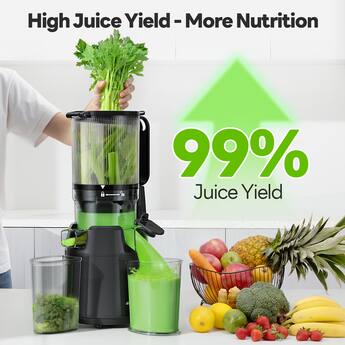 Ecoself Cold Press Juicer,Ecoself Juicer Machines, 5.3“ Extra Large Feed Chute for Whole Fruits & Vegetables Black