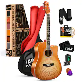 Pyle - Steel String Acoustic Guitar Kit, 41" Full - Natural