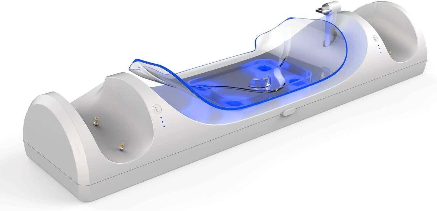 Alt View 3. PopMarket - VR Accessory:  SURGE META Quest 2 VR Charge Dock - White - Multicolor.