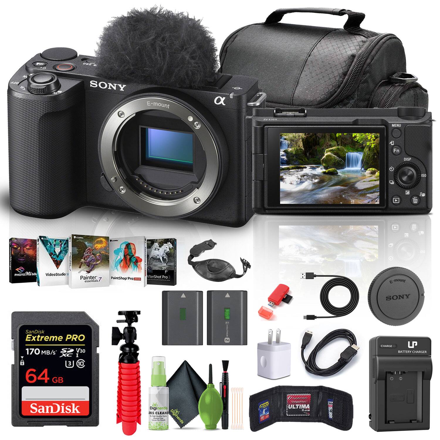 SONY E-mount  
2 MINUTES DISP  
f 11  
A -  
riitorow  
VideoStudio Painter 7  
PaintShop Pro  
hediot  
Pho  
C mour  
SONY  
SanDisk Extreme PRO 170 MB/s V30  
64 GB  
Crastia  
uP BATTERY  
LARUES  
SanDisk Digineris  
CLEAN  
Derde ULTIMA