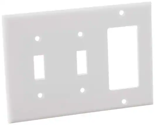 Front. Leviton - 2-Toggle 1-Decora/GFCI Combination Wallplate Model 80421 - White.