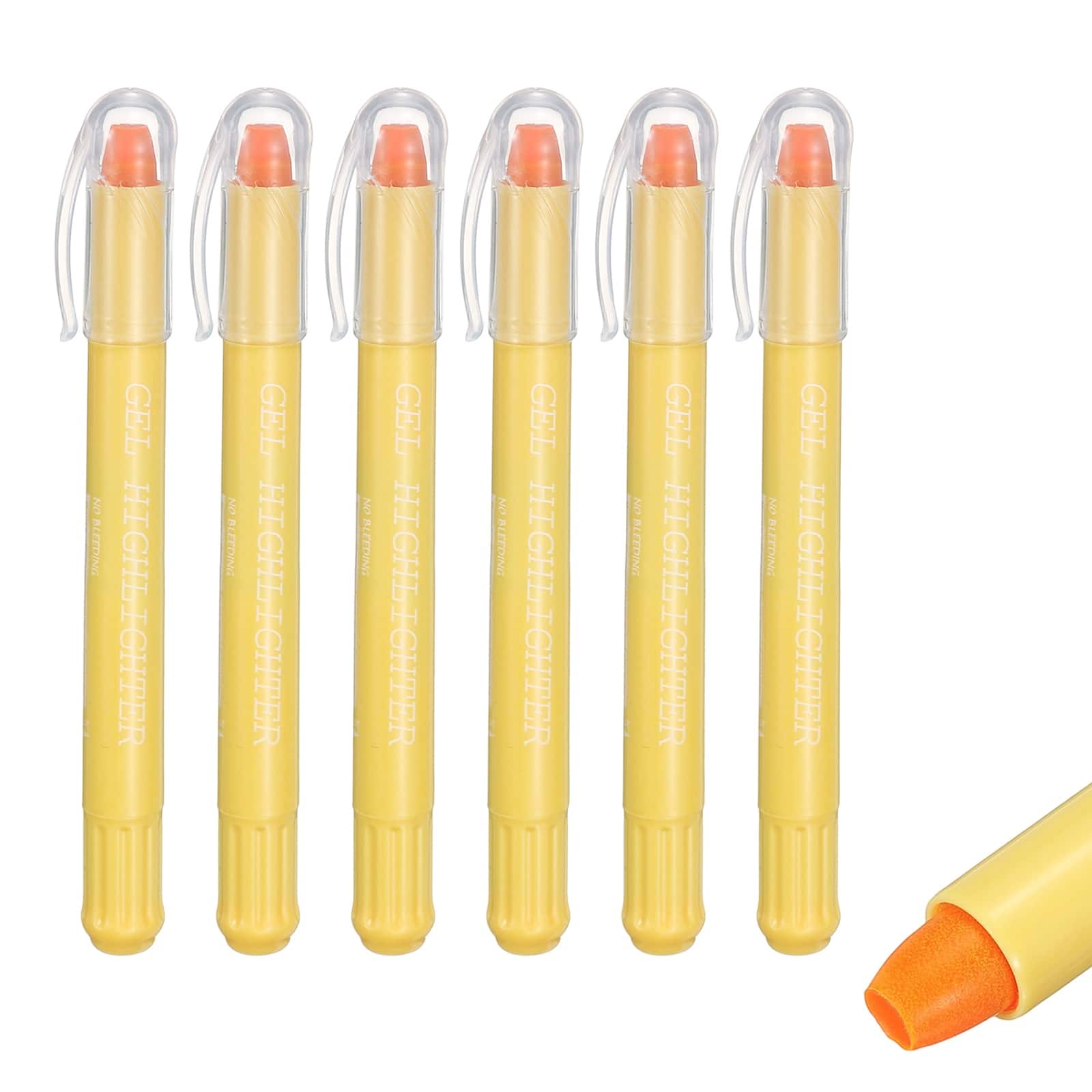 Unique Bargains - 6pcs Gel Highlighters, No-Bleed Wax Crayon, Neon Twist-Up Stick for Office & Books - Yellow price history on PriceWatchPro