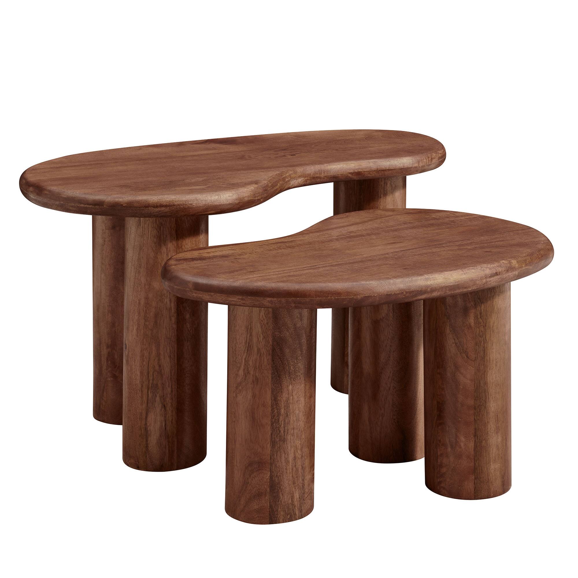 Angle. Modway - Hackney Mango Wood Nesting Coffee Table Set by Modway - Walnut.