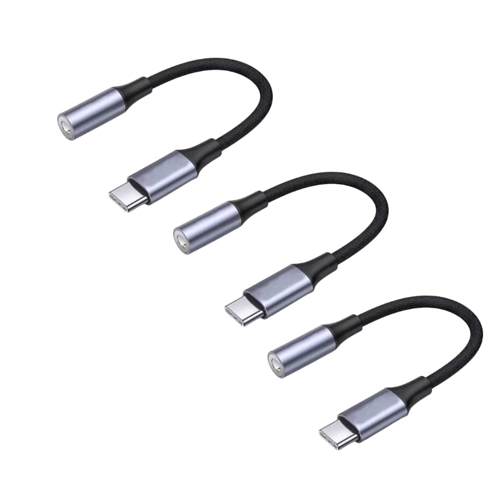 Qixxronics - (3pcs) USB Type C to 3.5 mm Jack Adapter for Samsung Galaxy, USB-C to Aux for Pixel, iPhone 17 16 15,iPad Pro/Air 13 - Gray