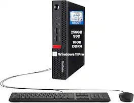 Lenovo - Refurbished Excellent - ThinkCentre M710q Mini Desktop Computer PC, Core i5-6500T 2.5GHz, 16 GB RAM, 256 GB SSD, Windows 11 Pro - Black