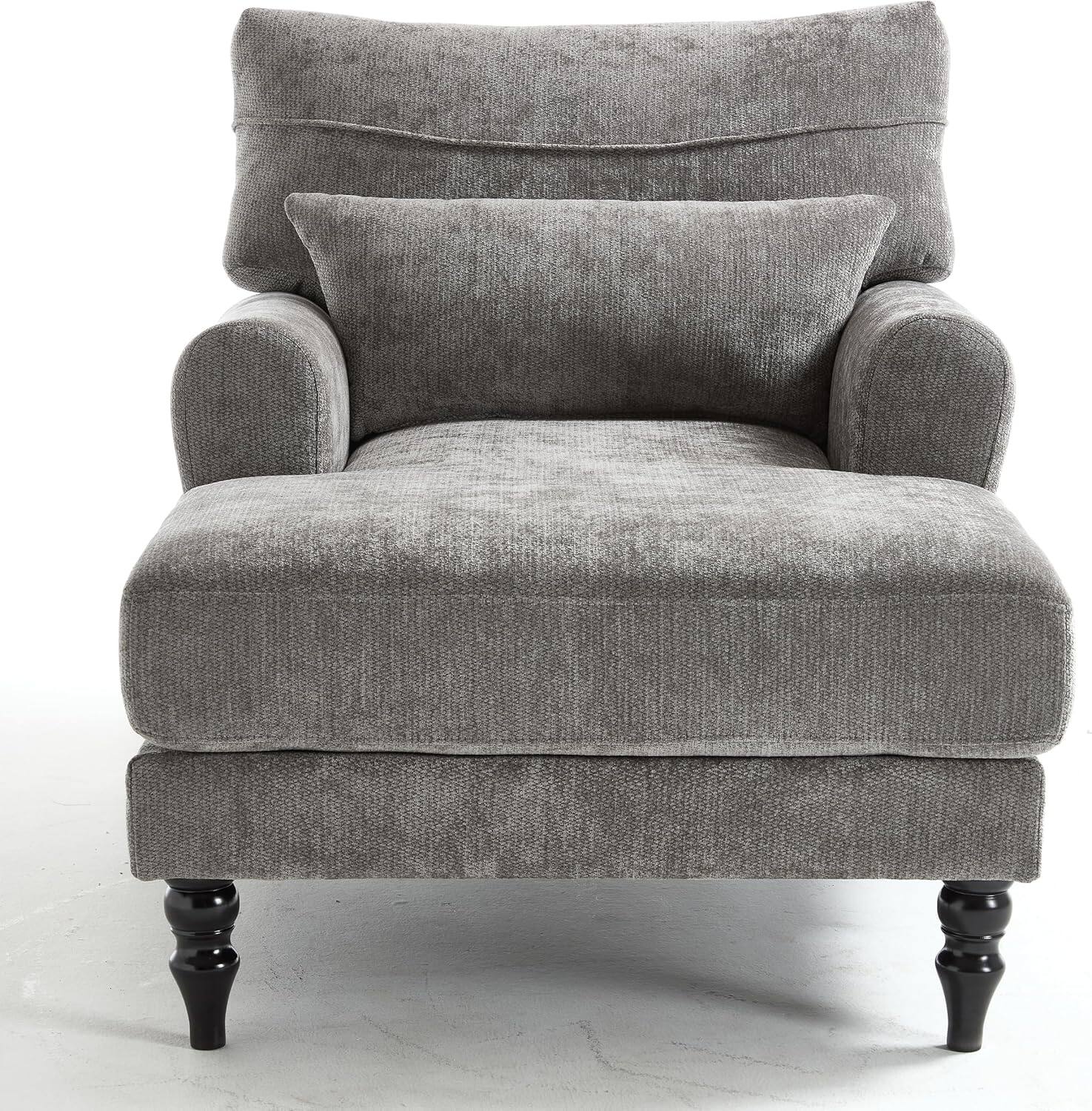 Alt View 4. Trinkets Crazed - Chaise Lounge Chair Indoor, Modern Leisure Sleeper Sofa Chair w/Double Deep Cushion, Accent Upholstered Readi - gray.