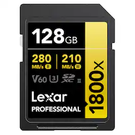 Lexar - GOLD Series Professional 1800x 128GB UHS-II SDXC Memory Card