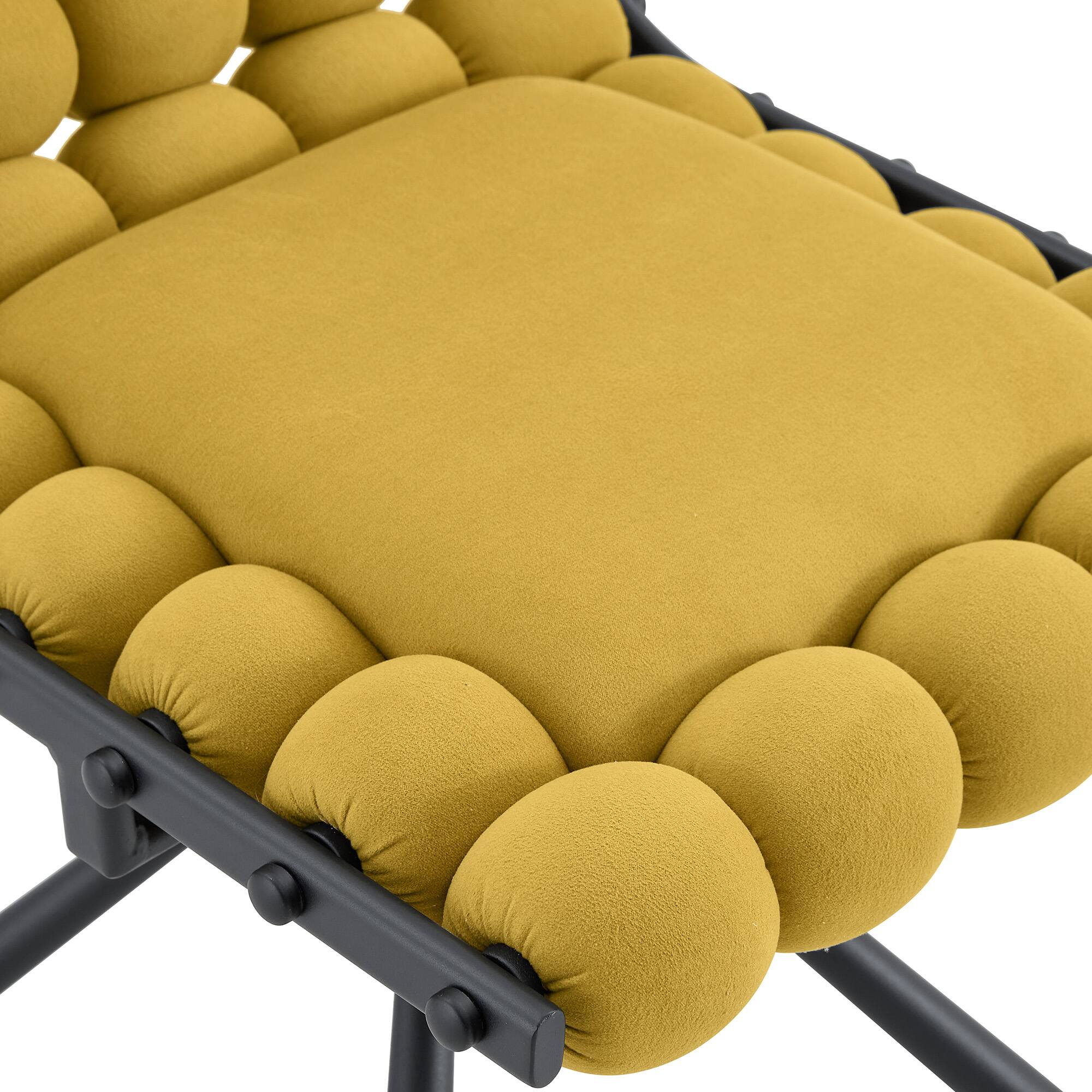 Alt View 10. Loheer - Loheer Bubble Dining Chairs Set of 2, Yellow Velvet Dining Chairs for Kitchen Dining Room, Black Legs, 1.63 ft - Black,Yellow.