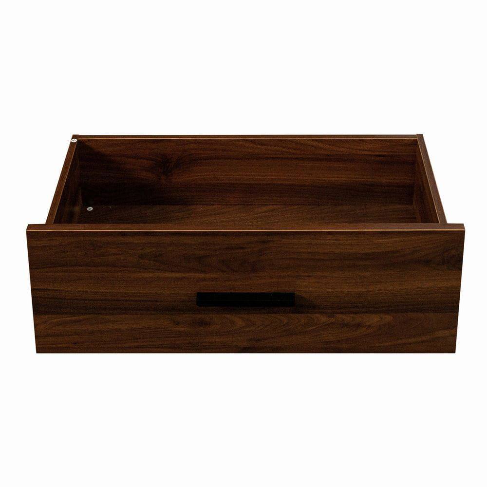 Alt View 6. Kadyn - 71-Inch Kitchen Pantry Cabinet with Aluminum Frame Glass Door - Walnut - Brown.