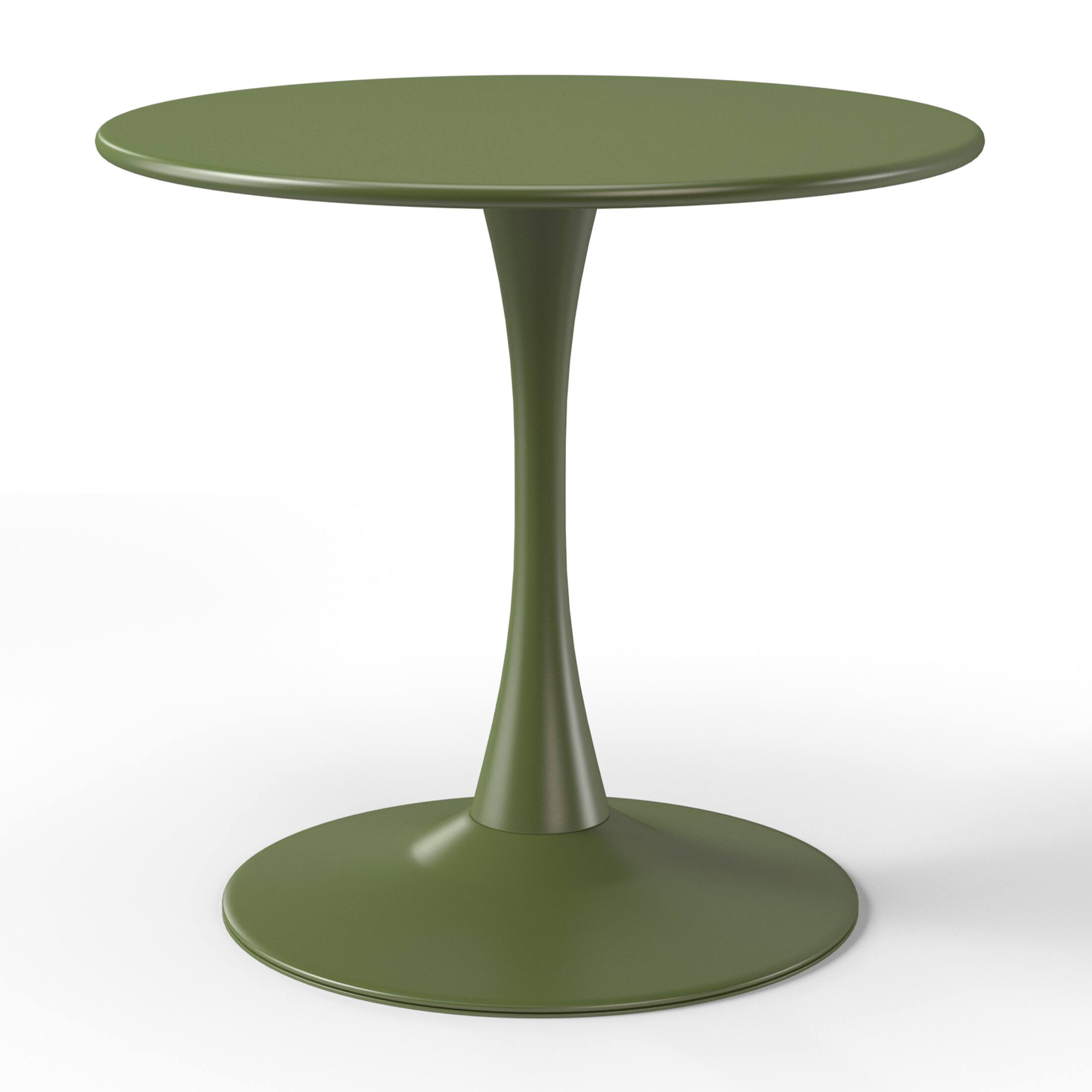 Left. WestinTrends - WestinTrends Playa 31.5" Round Outdoor Indoor Metal Cocktail Dining Table - Olive Green.