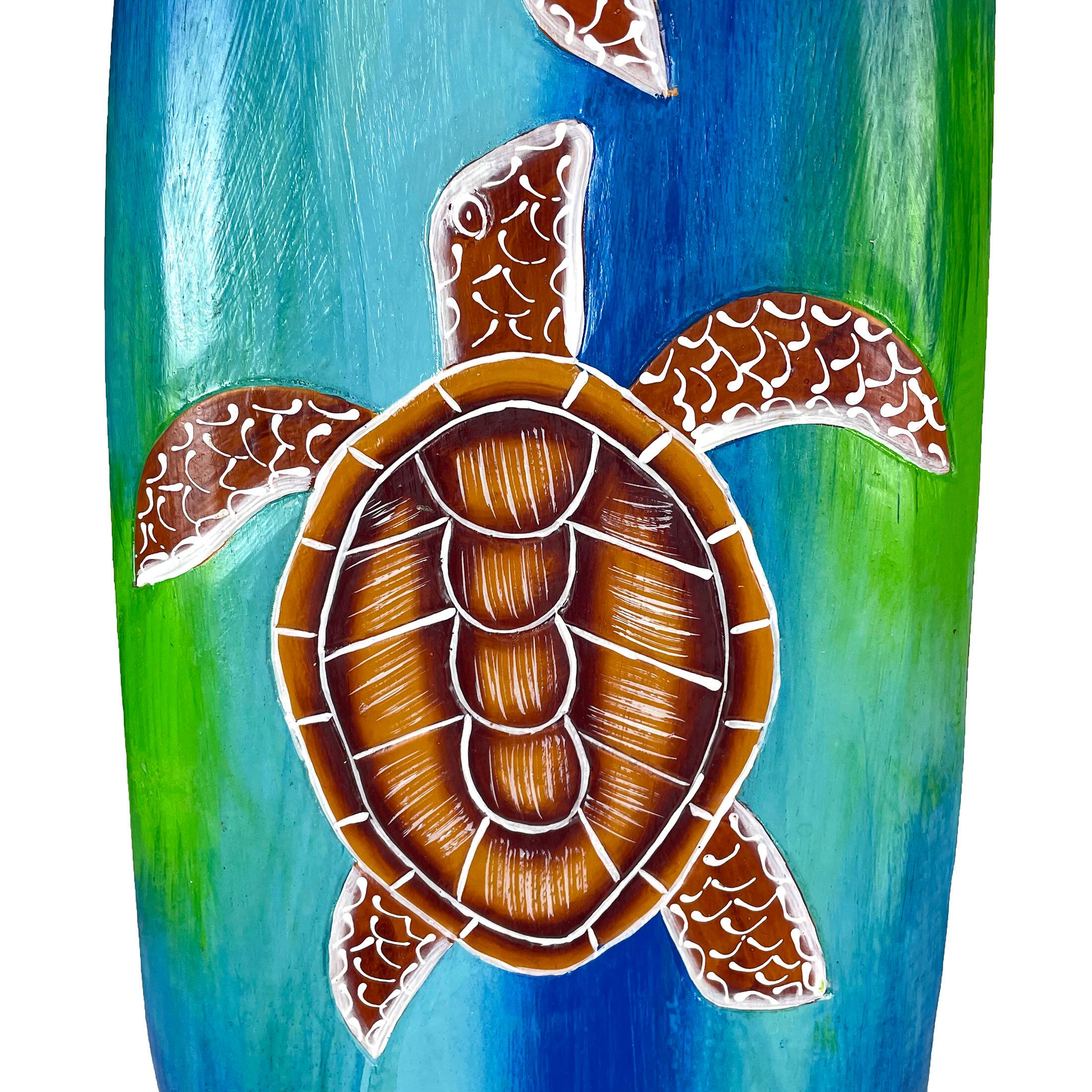 Alt View 8. Chesapeake Bay - Wooden Sea Turtle Surfboard Wall Decor 38.5" Tropical Ocean Beach Art - Multicolored.