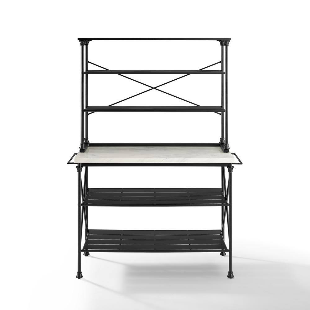 Back. Crosley Furniture - Madeleine Kitchen Island And Hutch - Island & Hutch - White Marble.