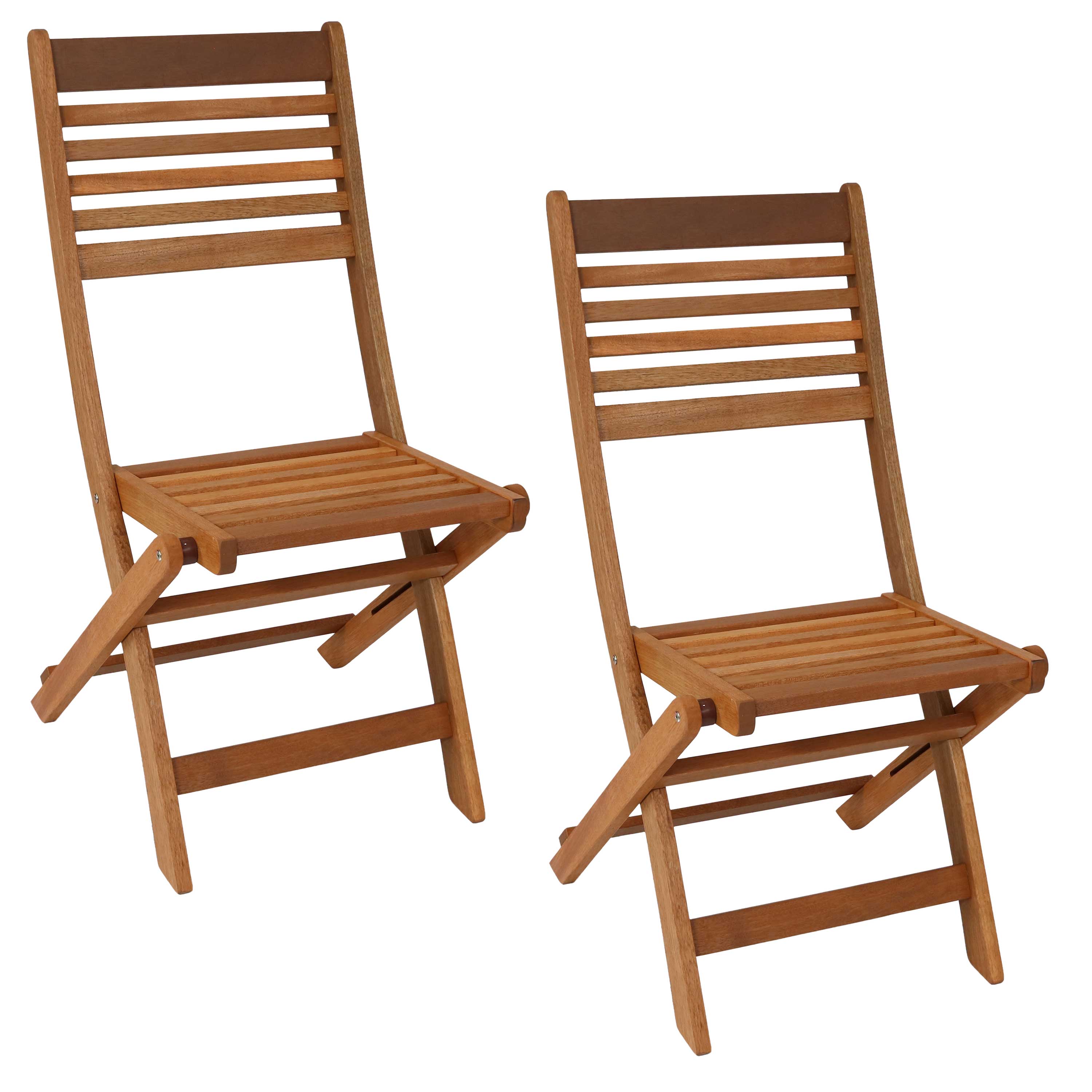 Front. Sunnydaze - Meranti Wood Folding Patio Dining Chair - Set of 2 - Brown.