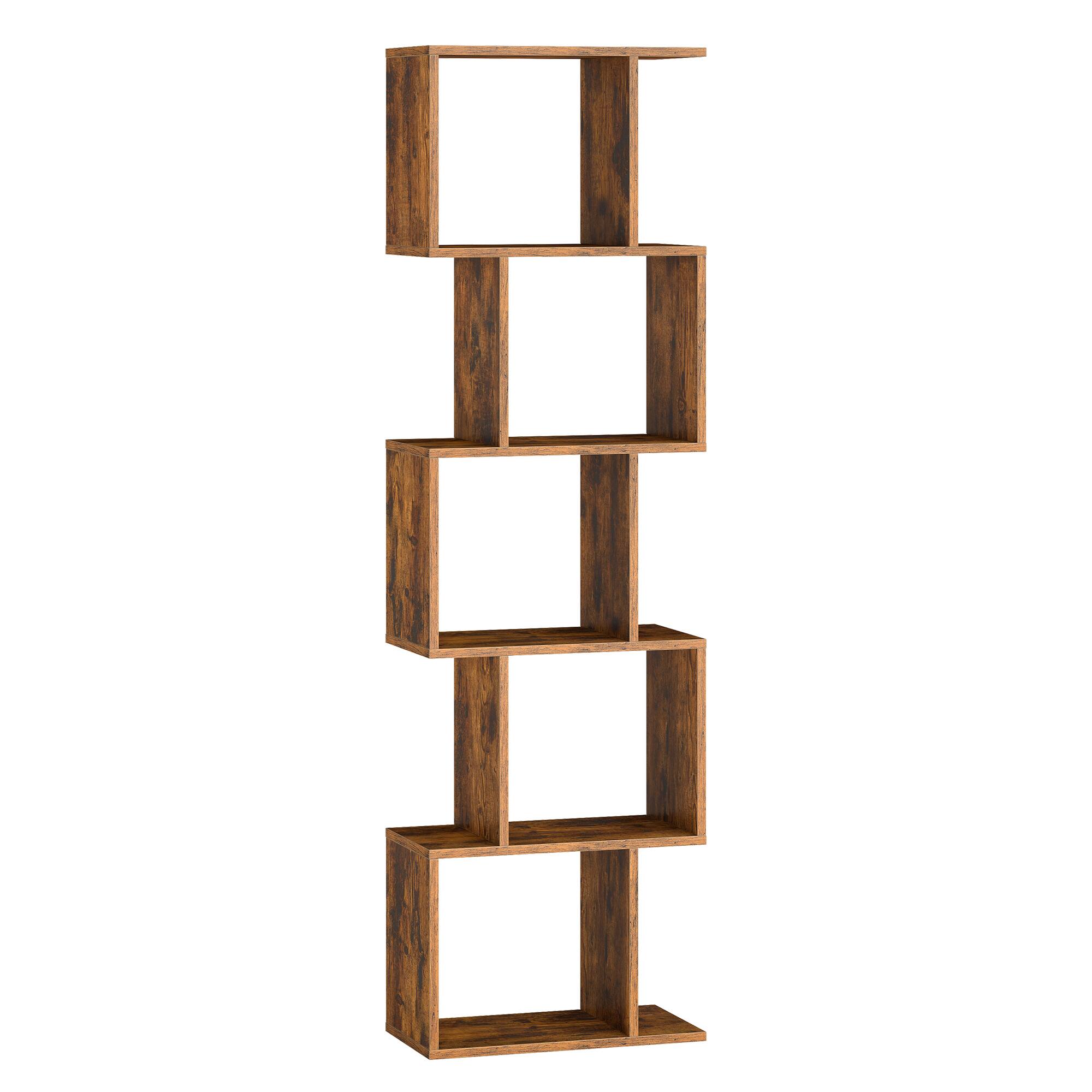 Front. Songmics Home - Bookshelf, 6-Tier Bookcase, 24 x 40 x 159 cm, Storage Shelf with Open Compartments, for Living Room, Bedroom, Office - Rustic Brown.