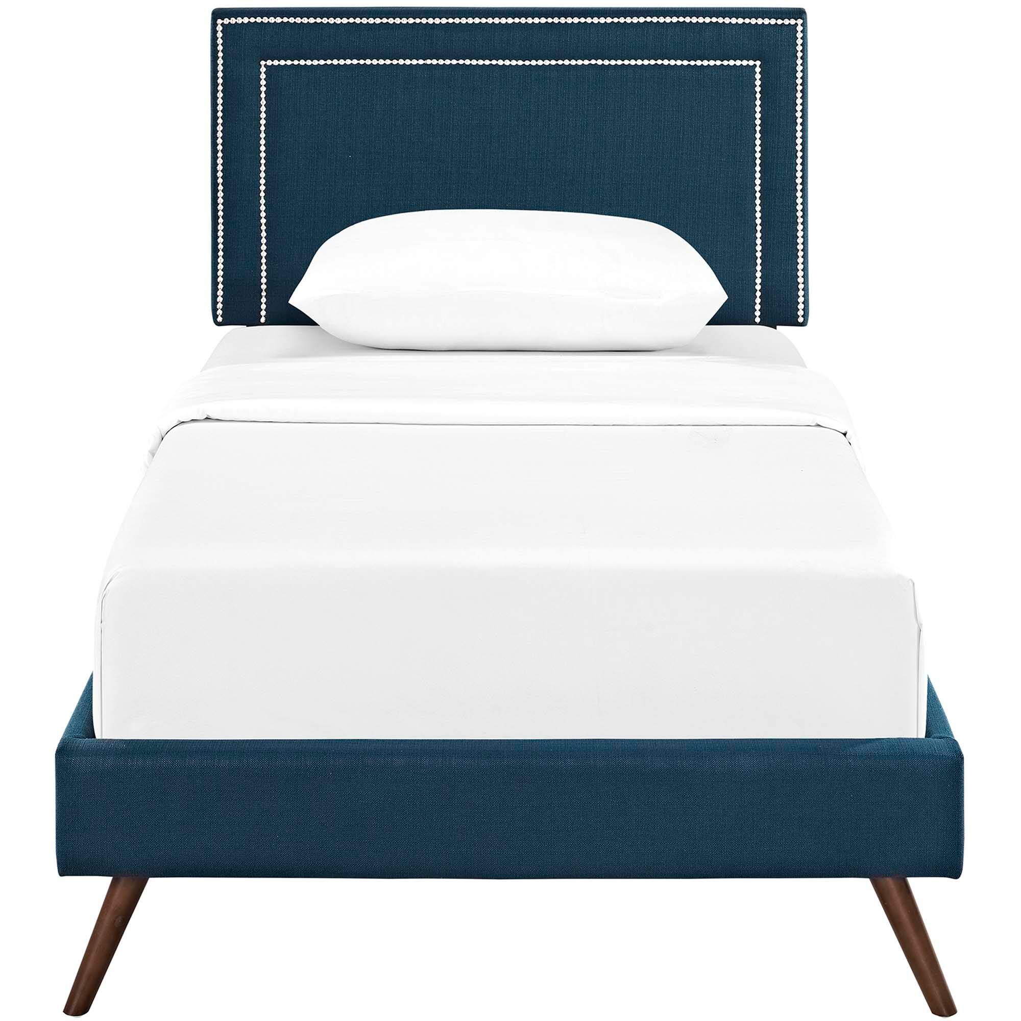 Alt View 1. Modway - Virginia Fabric Platform Bed with Round Splayed Legs - Azure.