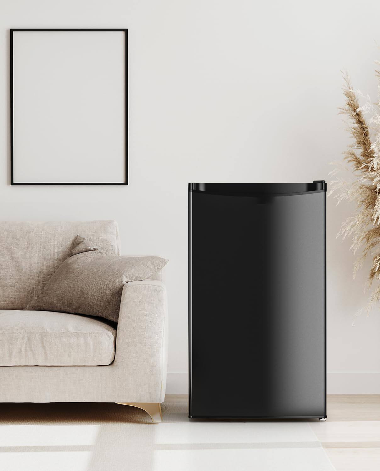 Alt View 4. GlowWise - 3.2 Cu.Ft Mini Fridge with Freezer - Single Door Compact Refrigerator, Adjustable Thermostat for Dorm, Bedroom, Office - Glossy Black.