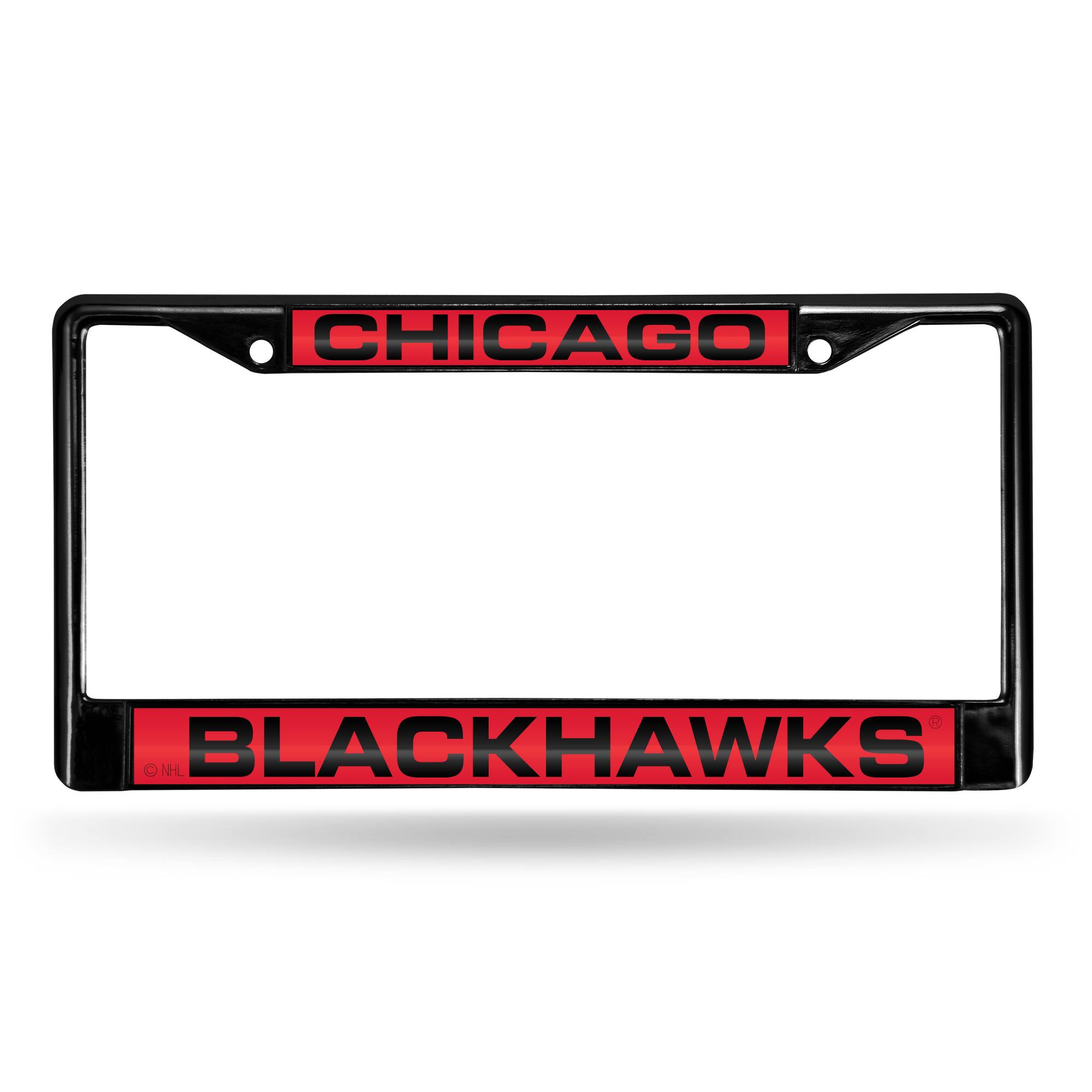 Chicago Blackhawks NHL Black Metal Laser Cut License Plate Frame