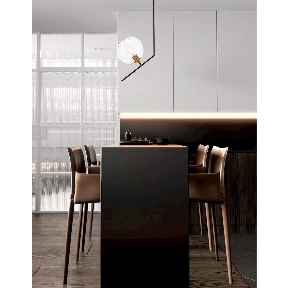 Alt View 10. Living District - Ryland 1 Light Black And Brass And Clear Glass Pendant - Black And Brass And Clear Glass.