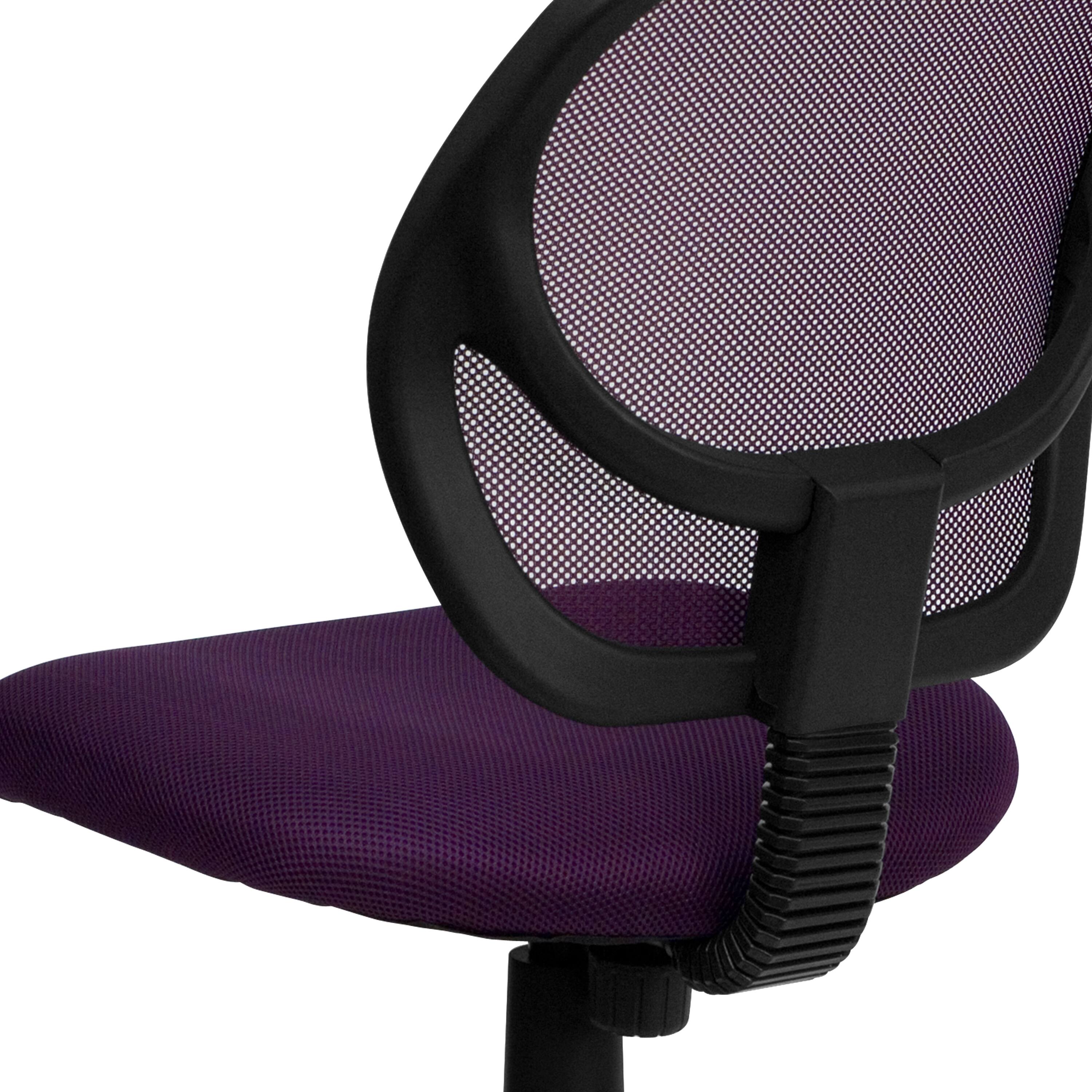 Alt View 9. Emma + Oliver - Mid-Back Mesh Swivel Task Office Chair with Curved Square Back - Purple.