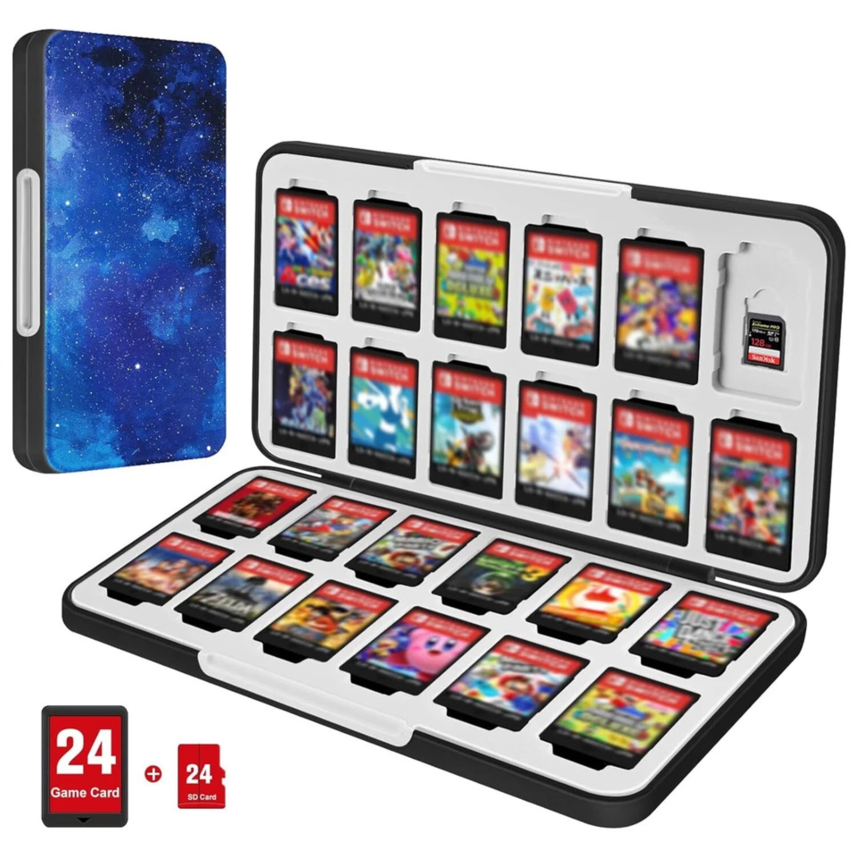 Kitcheniva - Compact Hard Shell Game Card Case For Nintendo Switch 2 2025 OLED And Lite - Starry Sky