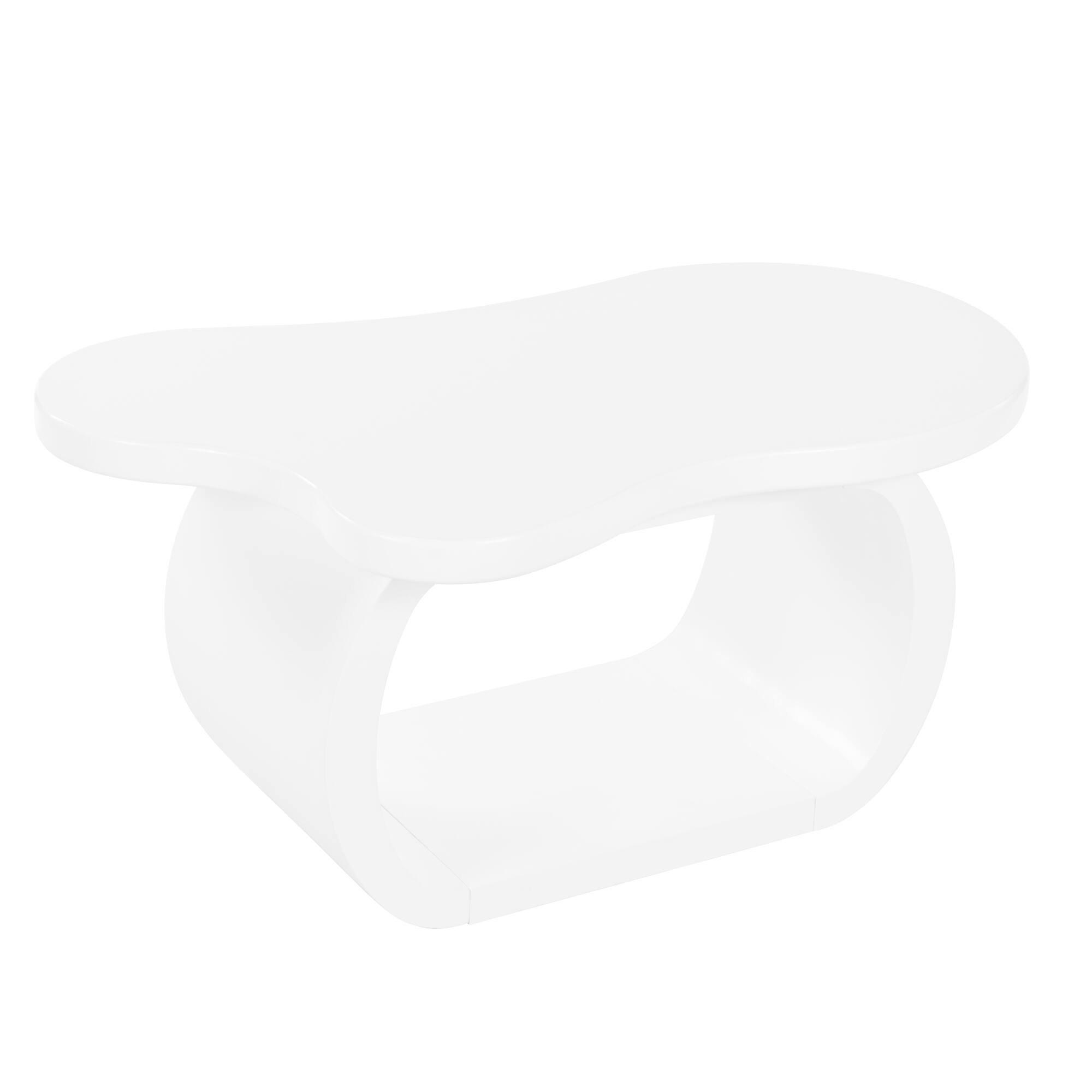 Alt View 4. GOODSILO - Modern Cloud-Shaped Coffee Table with Curved Legs and Rounded Edges for Living Room or Apartment - White.