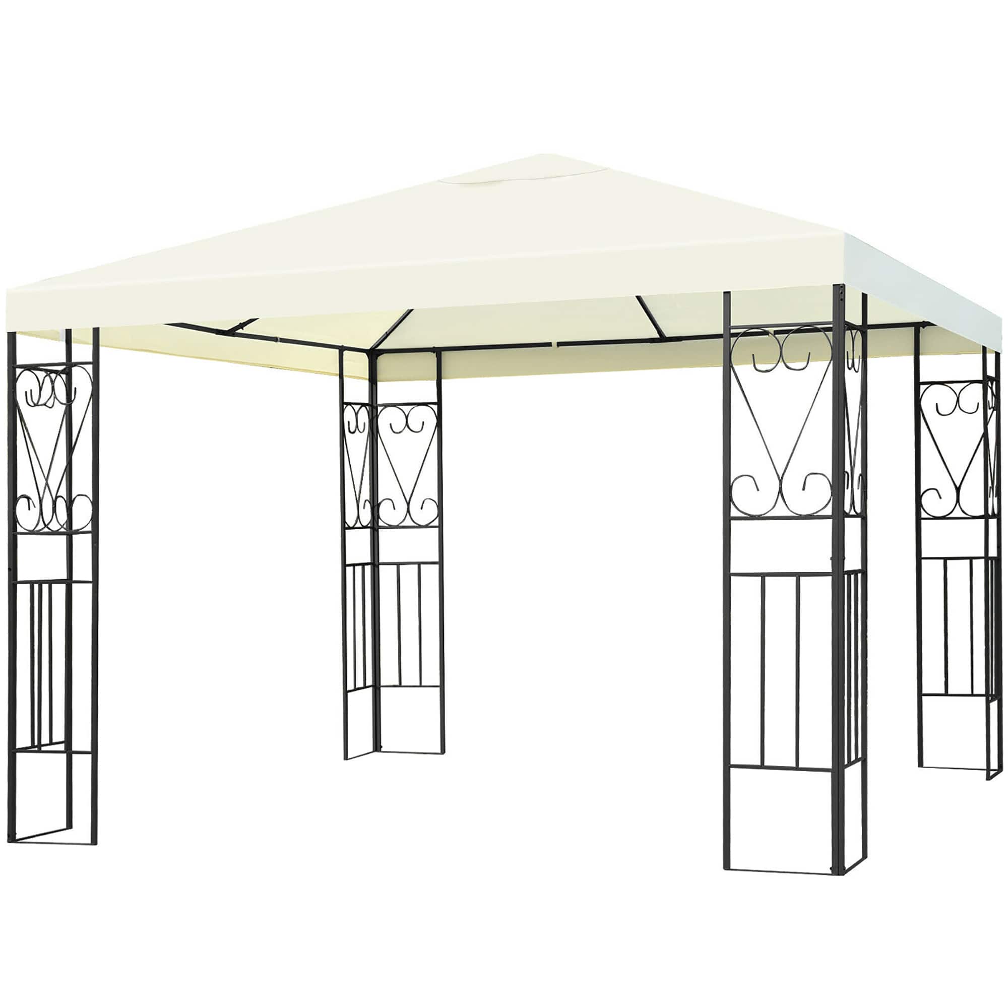 Costway - 10'x10' Patio Gazebo Canopy Tent Steel Frame Shelter Patio Party Awning - Beige