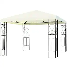 Costway - 10'x10' Patio Gazebo Canopy Tent Steel Frame Shelter Patio Party Awning - Beige