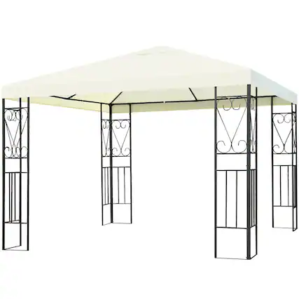Front. Costway - Costway 10'x10' Patio Gazebo Canopy Tent Steel Frame Shelter Patio Party Awning - Beige.