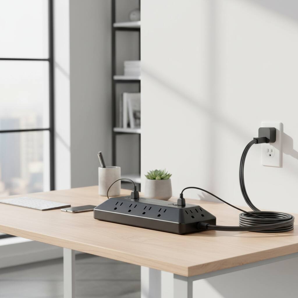 Alt View 1. Dazzed Corner - Surge Protector Power Strip, 6ft Extension, USB (PD 20W), Flat Plug Outlet Extender - Black.