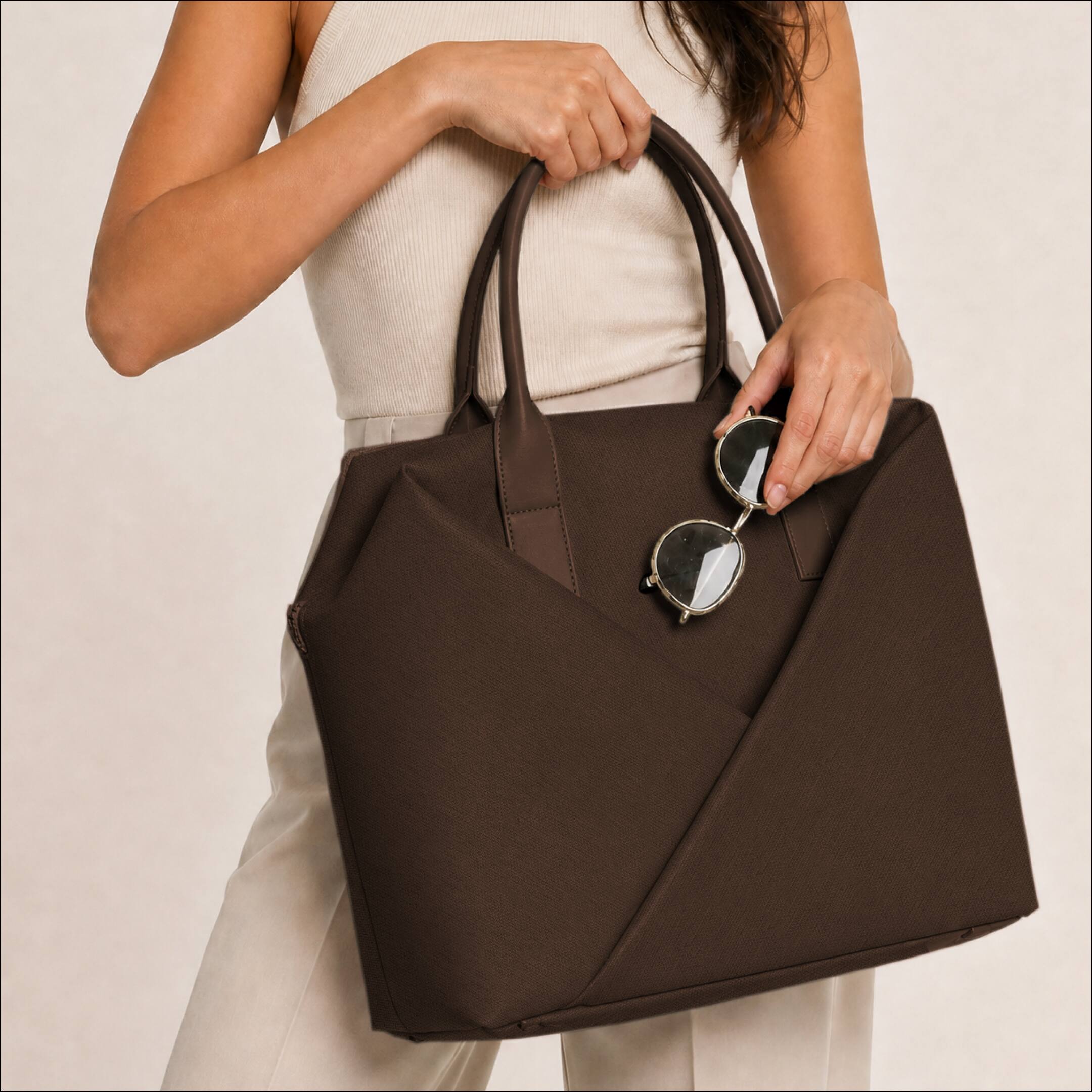 Alt View 1. Lux & Nyx - Lux & Nyx Large Origami Tote 15" Laptop Work Bag - Espresso - Espresso.