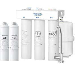 Waterdrop - T3-T Remineralization Reverse Osmosis System, No Power Needed, Under-Sink RO Water Filter, EXTRA 2 RT-CF Filters - White