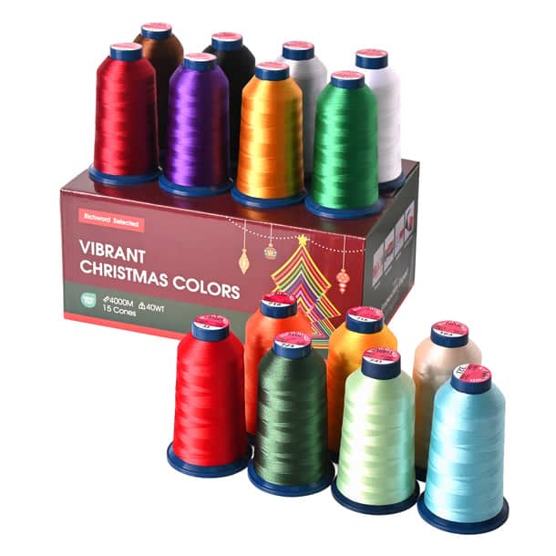 Poolin - Richword 4000m*15colors Christmas Richword 108D/2 40wt Polyester Embroidery Thread / Sewing Thread