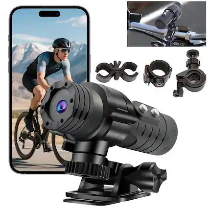 Front. PRIMEPLUS - 1080P WiFi Helmet Camera with IP66 Waterproof, Action Recorder for Bike, Motorcycle & Sports.