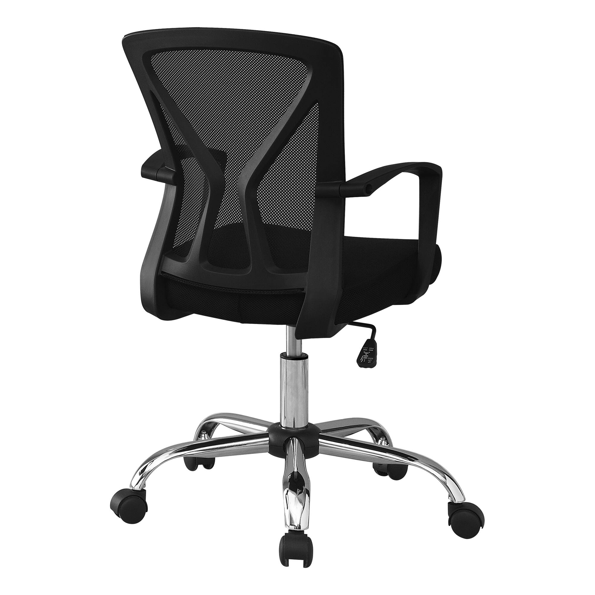 Alt View 2. TinyHomie - Black Mesh Chrome Metal Contemporary Ergonomic Office Chair Adjustable Height - Black.