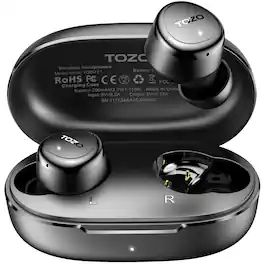 TOZO - E1 Wireless Earbuds, Built-in Mic, Clear Calls, Bluetooth 5.3, IPX6, 30H Playtime, 32 EQs - Black