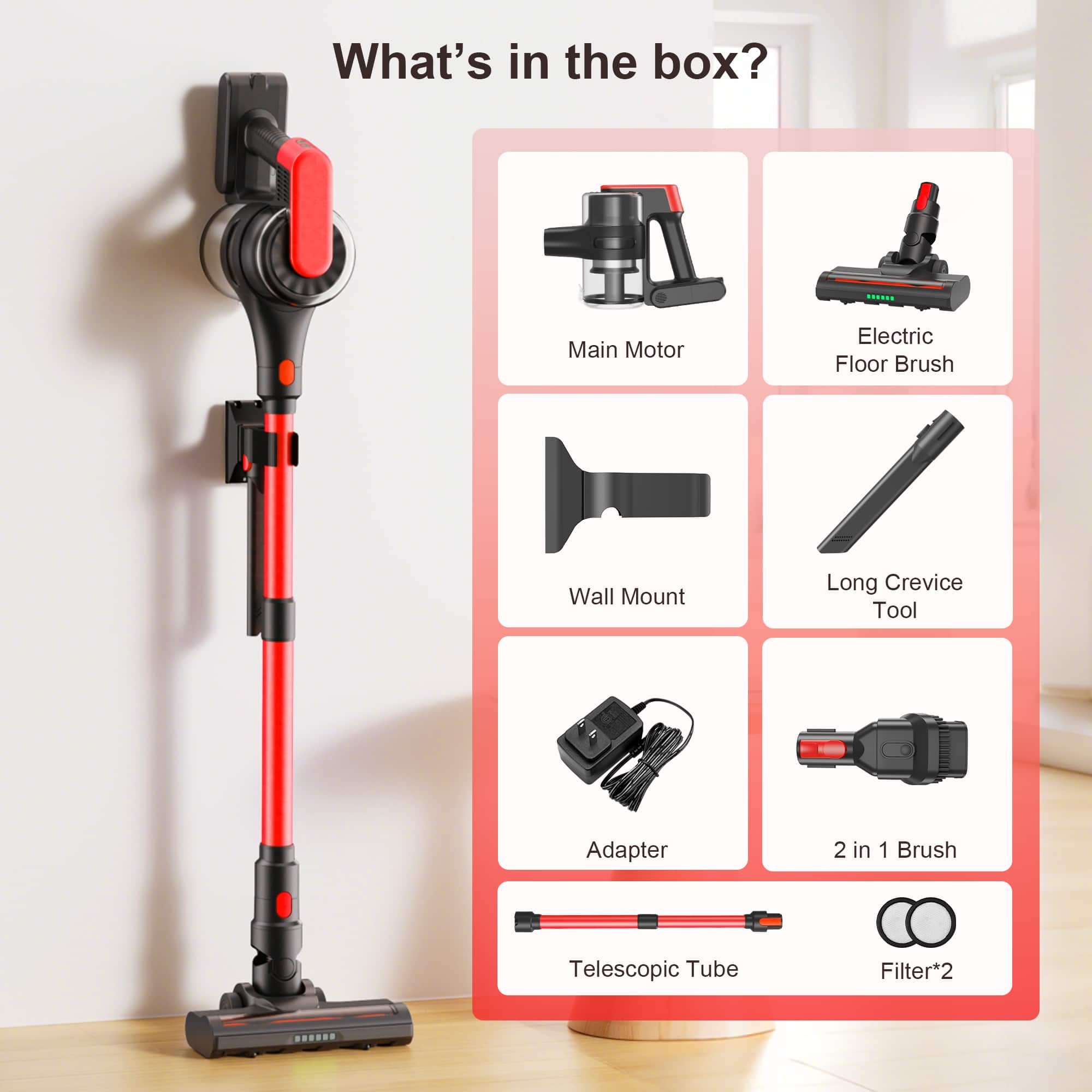 BAUM MUON ムオン BOFU MAX BOFU２点　NUMERI RED MOOSOO Lightweight Cordless Vacuum, 36Kpa Powerful Suction, 55