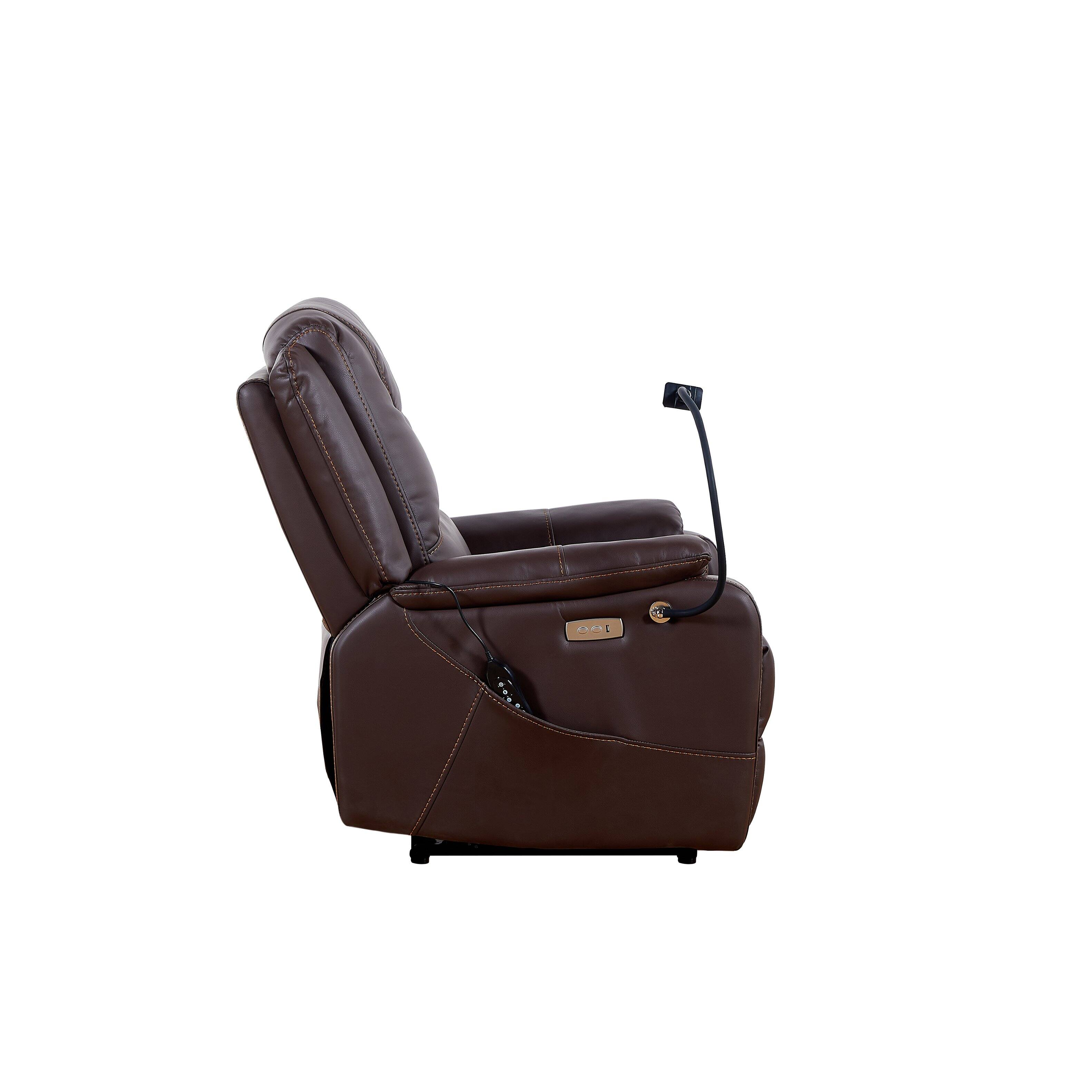 Alt View 2. APRILSOUL - Liyasi Zero Gravity Power Recliner Massage Heating Phone Holder Side Pockets Usb Charge Ports - Brown.
