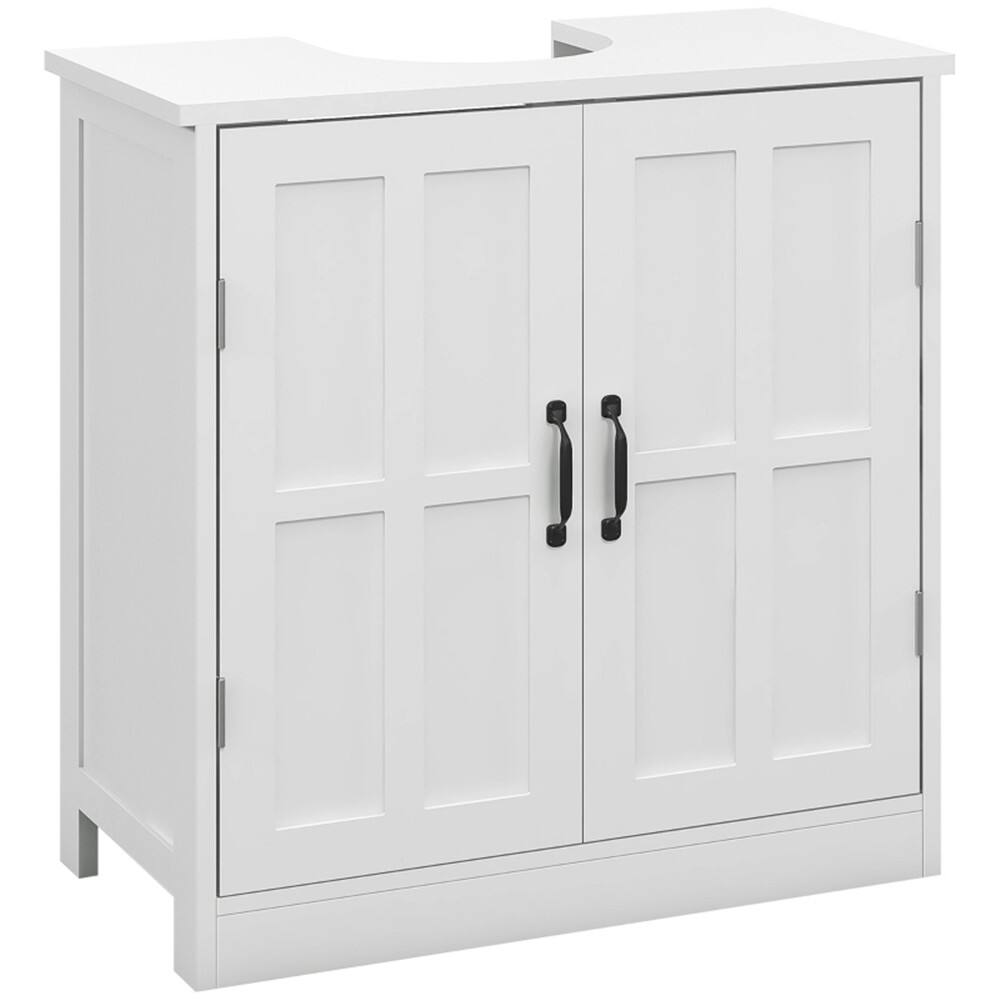 Front. SlickBlue - Space-Saving Bathroom Sink Cabinet with Drawers and Doors - White.