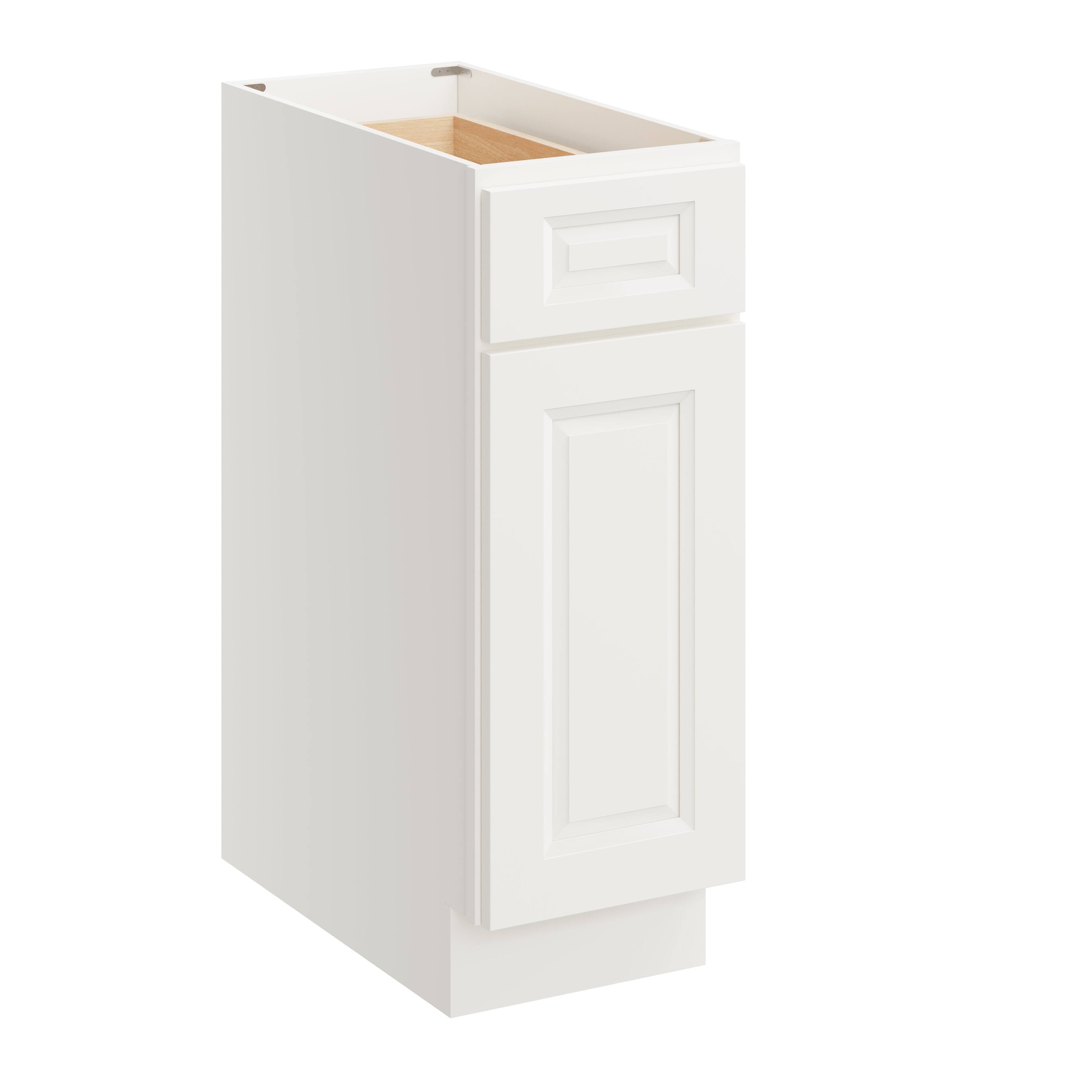 Front. Boyel Living - 12 Inch Glacier White Kitchen Base Cabinet with Full Overlay Doors - Glacier White.