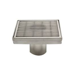 Alfi - 5" x 5" Square Stainless Steel Shower Drain with Groove Lines - Gray